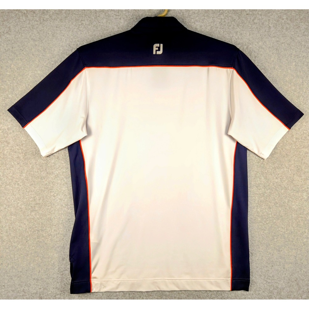 FootJoy Athletic Fit Golf Polo Shirt Performance Quick‎ Dry White Blue L - Picture 6 of 8